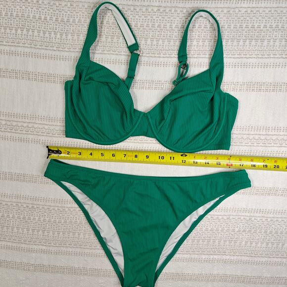 Shade & Shore Green 2-Piece Bikini Swimsuit Size XL/38DD Underwire Top NEW - Picture 3 of 5